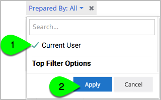 Current User checkbox Apply button