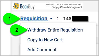 Withdraw entire requisition