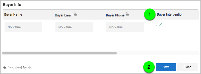 Select the Buyer Intervention checkbox and click the Save button