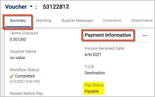 payment status