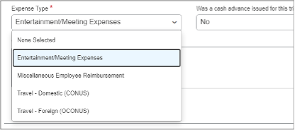 Select Entertainment/Meeting Expenses