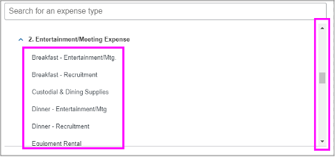 Select the appropriate type of expense