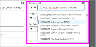 Select or enter the appropriate cost center in the Department ID field