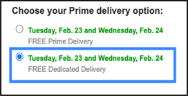 screenshot amazon shipping selected dedicated delivery