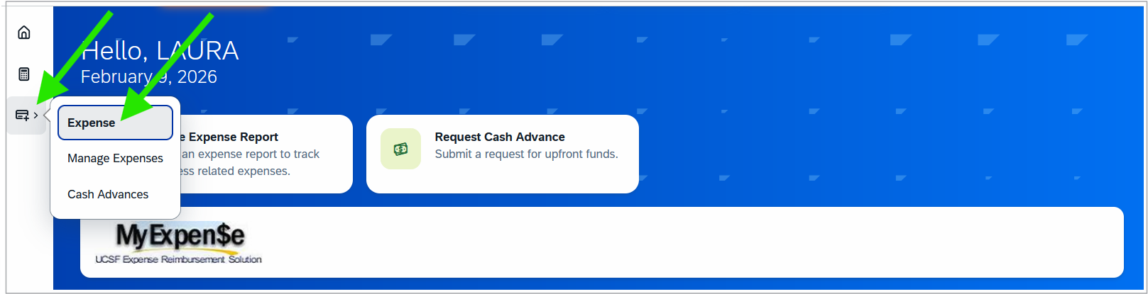 Expense icon in left side menu