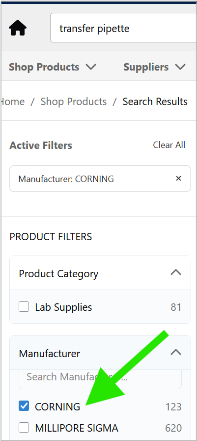 Search and Compare Prices in MyMarketplace refine search screenshot