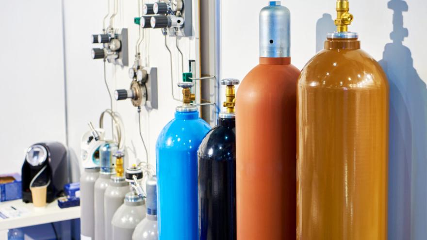 industrial gas canisters in a room