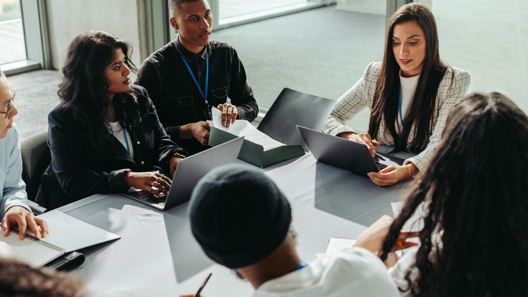 team work among diverse business people in office meeting