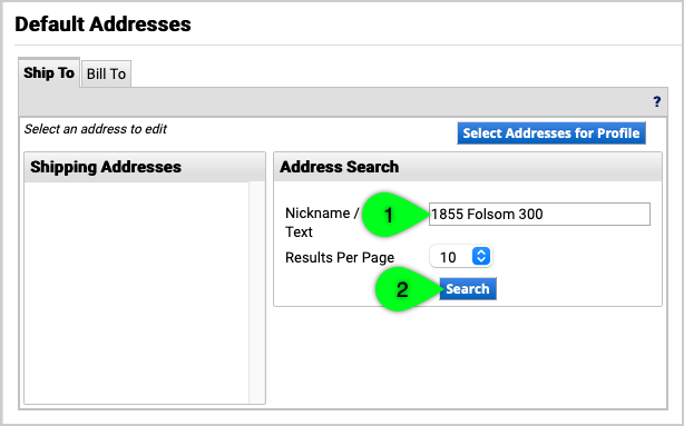 Address Search box and Search button