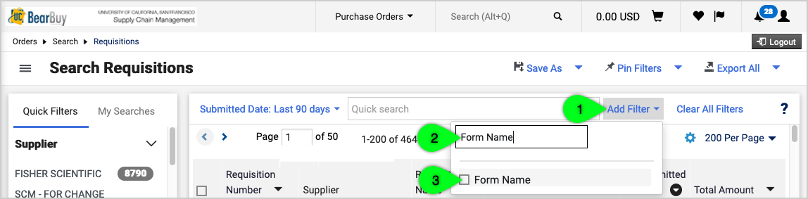 Add Filter Form Name