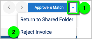 Reject Invoice in dropdown options