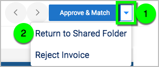 Return to Shared Folder option in dropdown