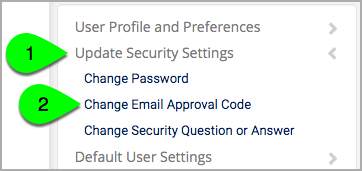 Change Email Approval Code