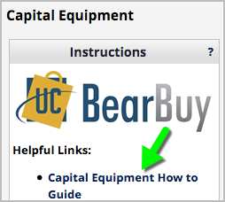Capital Equipment form with link to How To Buy Guide Highlighted