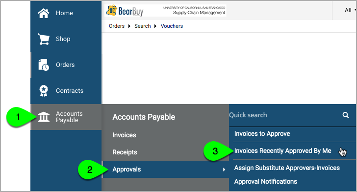 Menu Accounts Payable Approvals Invoices Recently Approved By Me