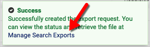 Pop-up appears after clicking Export All