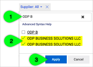 ODP Business Solutions appears twice and so we checked both boxes