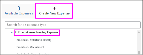 screenshot of create new expense window in MyExpense