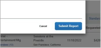 screenshot of submit report button window in MyExpense
