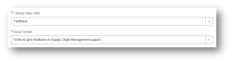intake form showing feedback for support